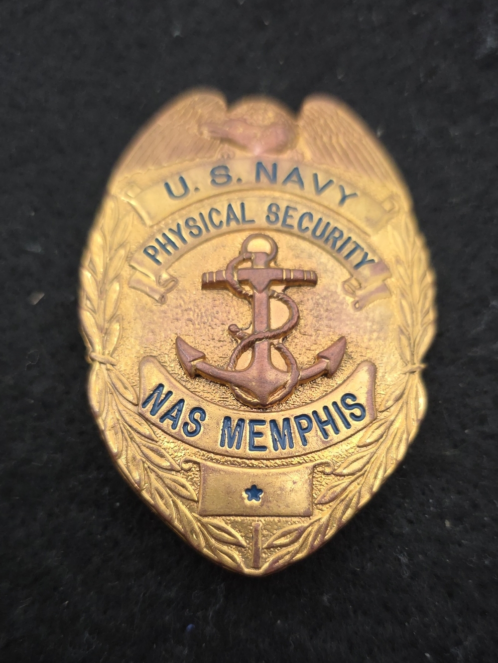U.S. Navy NAS Memphis Physical Security Badge C.W. NIELSEN hallmarked